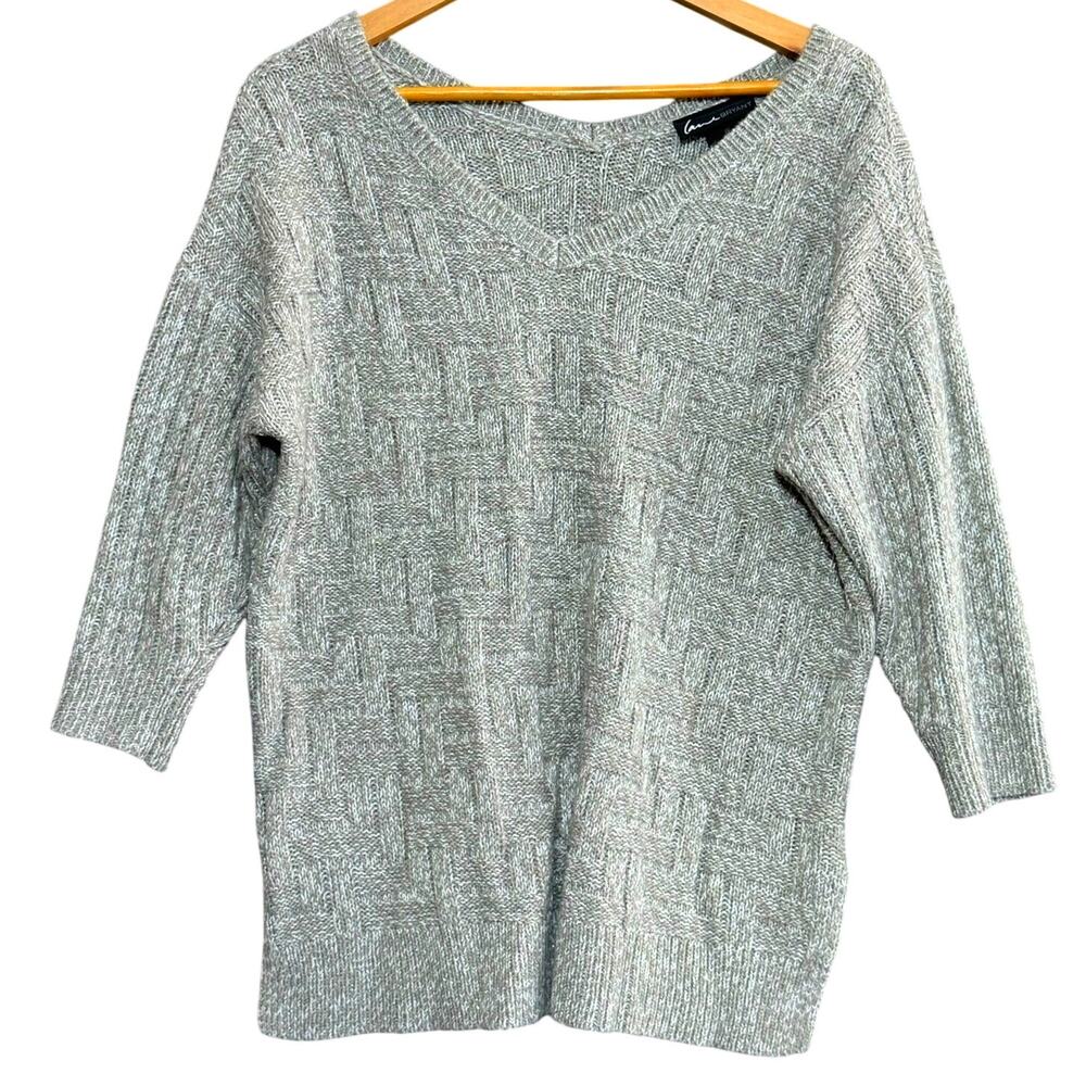 LANE BRYANT Basket‎ Weave Gray Sweater Plus Size 14/16 Cozy Soft Chunky Knit
